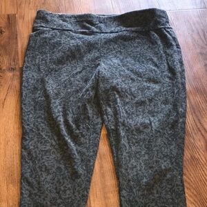 Terra & Sky Size Large 14 Casual Leisure Paisley-Print Stretch Pants Dark Gray